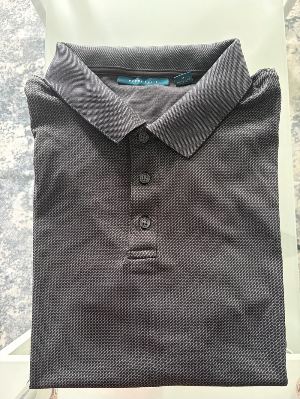Perry Ellis Men’s Charcoal Gray Textured Polo